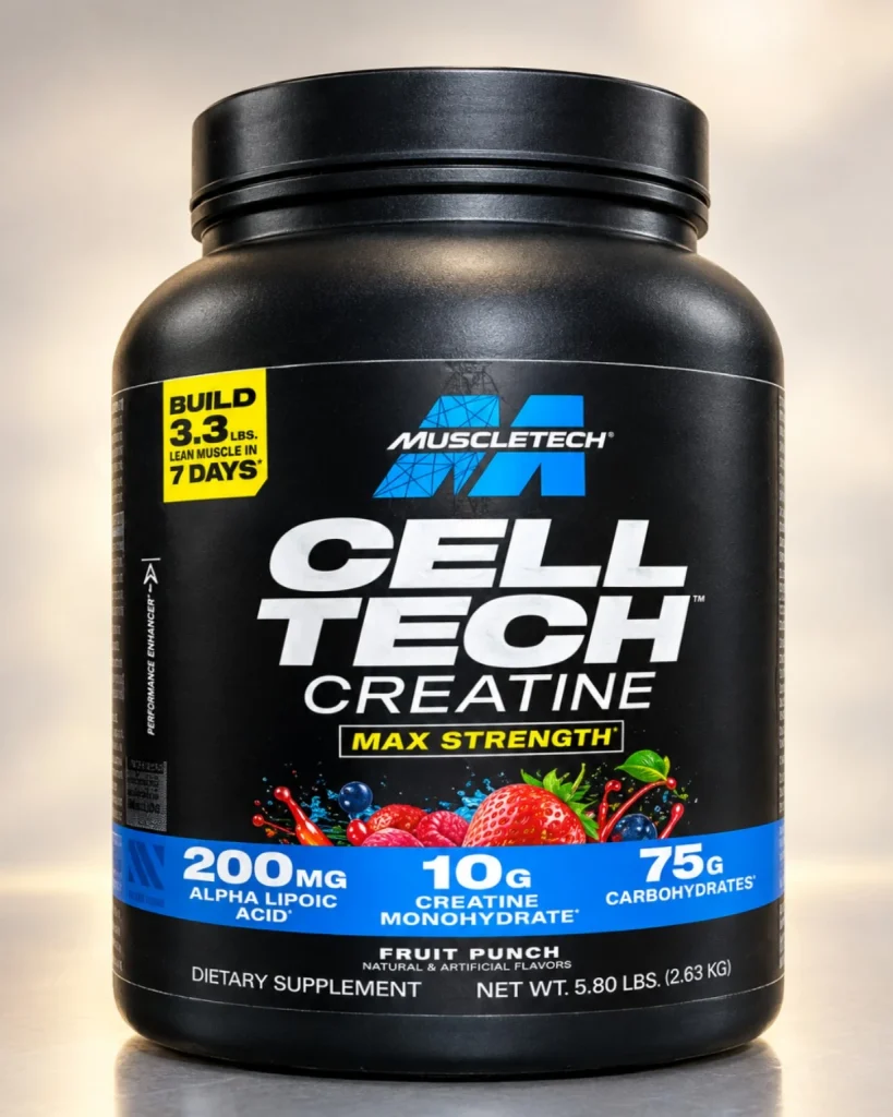 کراتین ترکیبی ماسل(Muscle Cell-Tech Creatine Max Strength) – طعم پانچ میوه(۲.۶۳ کیلوگرم)