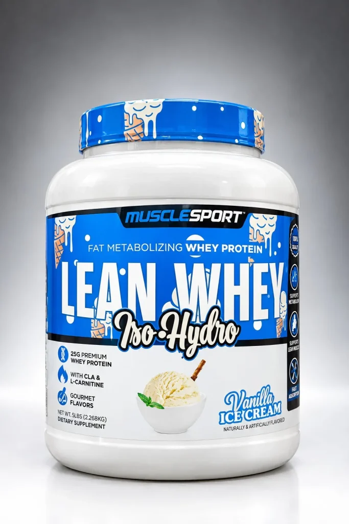 پروتئین لین وی ماسل اسپرت – طعم بستنی وانیلی –MuscleSport Lean Whey Iso-Hydro – Vanilla Ice Cream – (2.26 کیلوگرم)