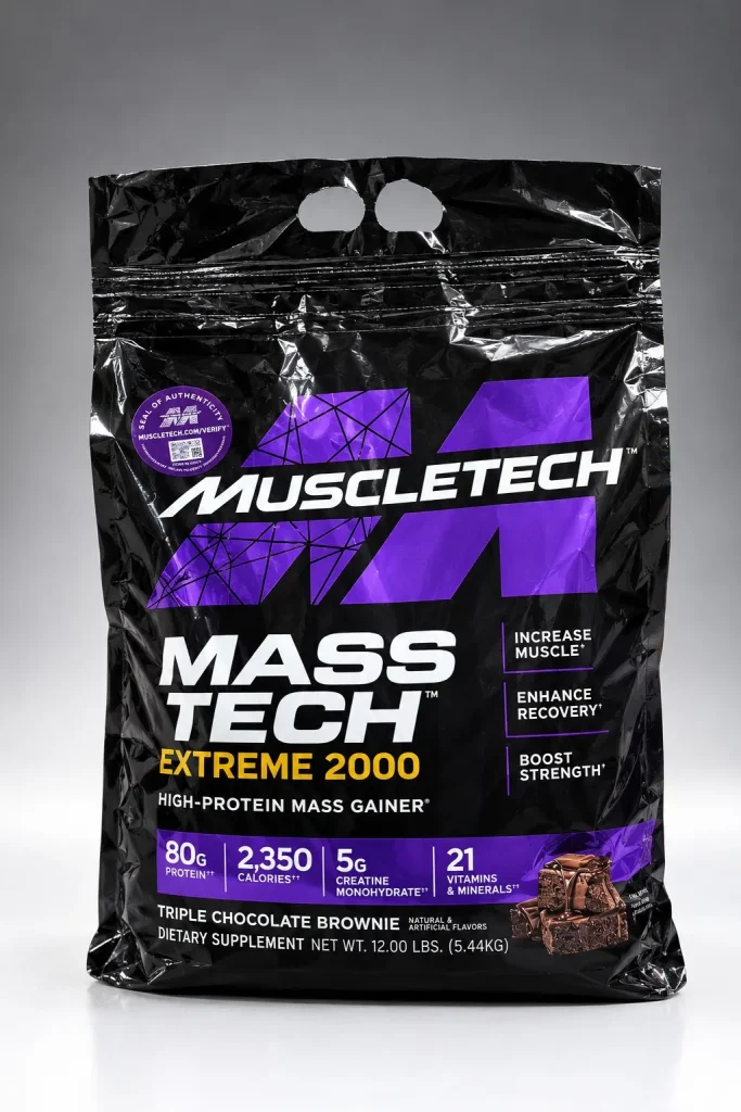 گینر مس تک اکستریم ۲۰۰۰ ماسل‌ (Muscle MASS EXTREME 2000) – طعم شکلات – وزن ۵.۴۴ کیلوگرم