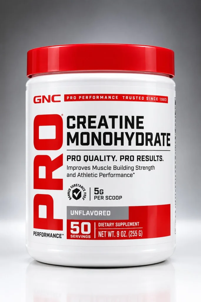 کراتین مونوهیدرات خالص جی اِن سی GNC Pro Performance Creatine Monohydrate – بدون طعم (Unflavored)، وزن ۲۵۵ گرم