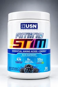 آمینو استیم یو اس اِن انرژی و آبرسانی Amino STIM طعم تمشک آبی (Blue Raspberry) – وزن ۲۸۵ گرم
