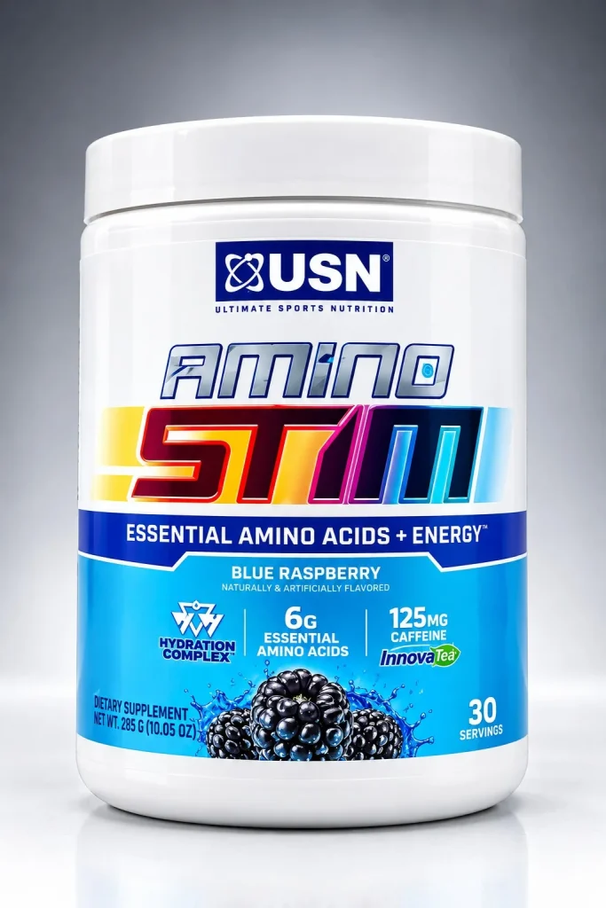 آمینو استیم یو اس اِن انرژی و آبرسانی  Amino STIM طعم تمشک آبی (Blue Raspberry) – وزن ۲۸۵ گرم