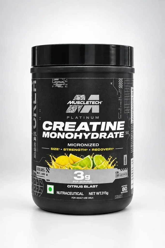 کراتین طعمدار مونوهیدرات پلاتینوم ماسل ۳۱۵ گرمی | با طعم مرکبات | Platinum Creatine Monohydrate Citrus Blast